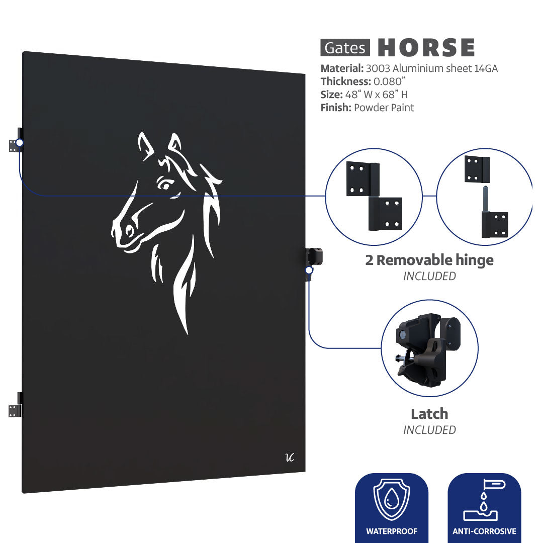 Pedestrian Garden Metal Gate Door laser cut decorative horse 