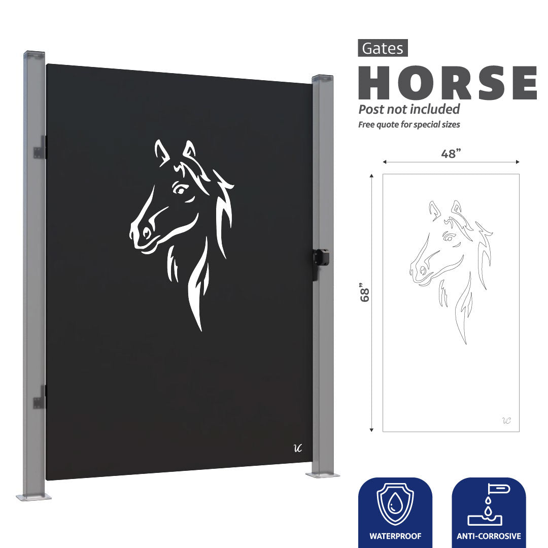 Pedestrian Garden Metal Gate Door laser cut decorative horse